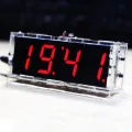 Compact 4-digit DIY Digital LED Clock Kit Light Control Temperature Date Time Display with Transparent Case. 