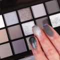 Black Smokey Eyeshadow Palette, 15 Colors ,Punk Style,Neutral Eye Make up, Shimmer Pearly Sequin Eyeshadow. 
