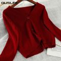 OUSLEE 2021 Cardigan Sweater Women Spring Long Sleeve Short Sweaters Female Ribbed Knitted Jumper Tops Femme Casual Soft Outwear. 