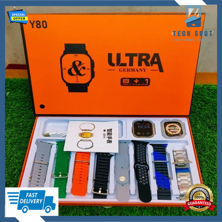 Y80 Ultra Smartwatch with 8 Strap bluetooth Calling Smartwatch 2.02" Display