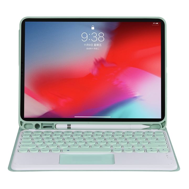 YT11B-A%202021%20Detachable%20Candy%20Color%20Skin%20Texture%20Round%20Keycap%20Bluetooth%20Keyboard%20Leather%20Case%20with%20Touch%20Control%20&%20Pen%20Slot%20&%20Stand%20For%20iPad%20Pro%2011%20(2021)(Black)%20-%20Image%206