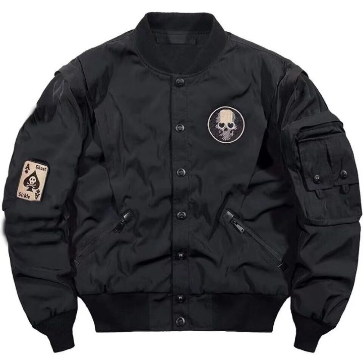 Techwear Varsity Bomber Jackets for Men Skulls Punk God of Techwear Varsity Bomber Jackets for Men Skulls Punk God of