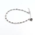 Fashion Tibetan Silver Bead Hollow Plum Daisy Flowers Heart-Shaped Anklet For Women Foot Chain Barefoot Sandals Beach Jewelry.