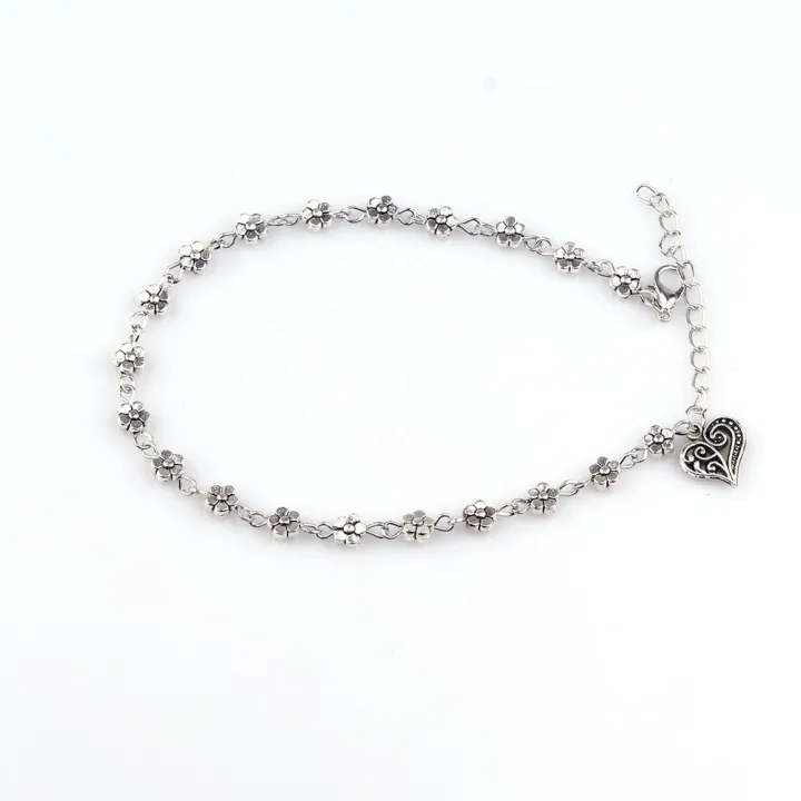 Fashion%20Tibetan%20Silver%20Bead%20Hollow%20Plum%20Daisy%20Flowers%20Heart-Shaped%20Anklet%20For%20Women%20Foot%20Chain%20Barefoot%20Sandals%20Beach%20Jewelry%20-%20Image%204