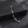 Zircon Fashion Belly Button Rings Surgical Stainless Steel Navel Piercing Butterfly Crystal Pendant Belly Piercing Body Jewely.