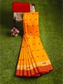 Yellow pata design saree multicolor for woman.
