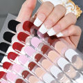 【Top-rated】 16Tips/Sheet French UV Semi-Cured Gel Nail Wraps Long Lasting Full Cover White Tip Sticker Waterproof LED Lamp Gel Nails Decals. 