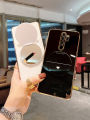 For Xiaomi Redmi Note 8 Pro Back Cover + Makeup Mirror Stand Holder Luxury Shiny Plating Square Bumper Soft Silicone Shockproof Protective Phone Case. 