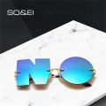 SO EI Vintage Mirror Rimless Sunglasses Women Fashion Unique NO Letter Eyewear Men Punk Goggles Shades UV400 Female Sun Glasses.