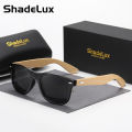 ShadeLux, Classic Vintage Square Frame Bamboo Temples Sunglasses, For Men Women Outdoor Party Vacation Travel Driving Supply Photo Prop. 