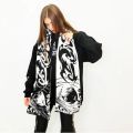 Fashion Japanese Anime Graphic Knitted Women's Scarf Men's Scarf Apron Black Muffler Y2K Punk Winter Scarves Unisex Neckerchief. 