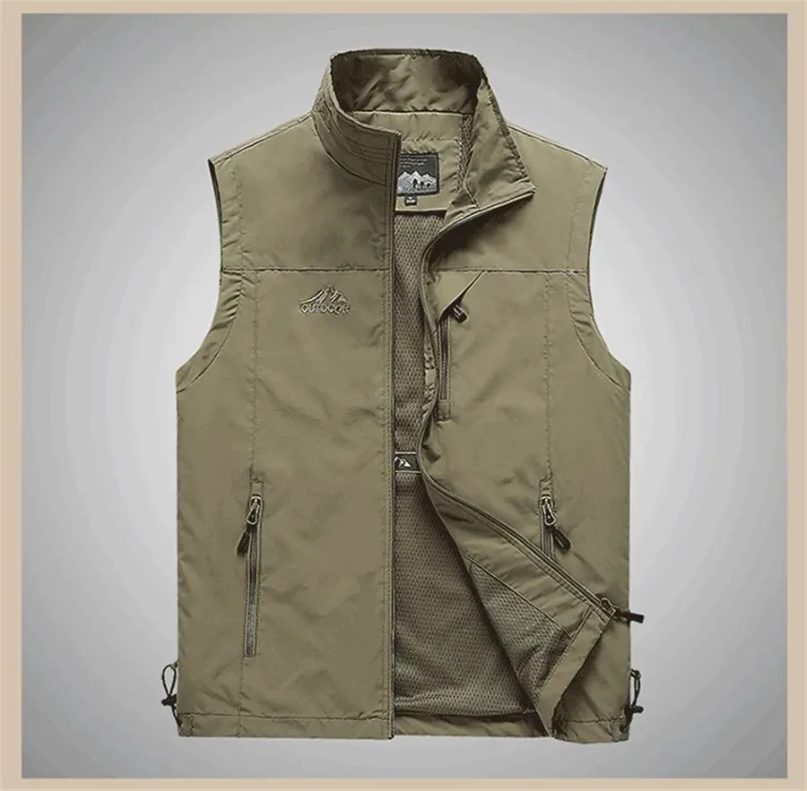 FGKKS Spring New Men Waistcoat Outdoor Leisure Solid Color Vest Young Middle aged Photography Fishing Casual Vest Jacket Male Daraz .bd