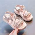 Pearl 2023 Summer New Little Girl Princess Shoes Soft Sole, Western Style Korean Edition Girl's Baby Sandals.