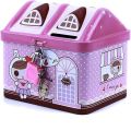 Metal House Shape Piggy Bank Coin Safe Storage Box with Lock.