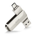 SSK 2 IN 1 Type-C USB 3.0 Flash Drive Rotation Zinc Alloy USB Disk 32G 64G 128G 256G Portable Thumb Drive for Computer Phone FD050.