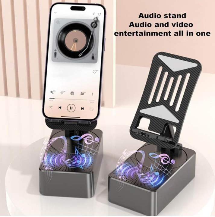 Foldable Mobile Phone Desk Holder Wireless Speaker With Stand 3 In 1 