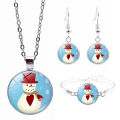 Cross-border new accessories Christmas Snowman Time Gemstone Bracelet Necklace Earrings Jewelry Set.