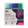 Mont Marte Signature Dual Tip Brush Fineliners – 48 Pieces, Triangular Grip, Ideal for Drawing, Colouring & Lettering.