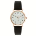 Women's Watch Casual Round Pointer Quartz Watch Textured Dial Analog PU Leather Wrist Watch.
