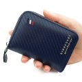 Multi Slot Card Holder Vintage Small Wallet Women Men Business Bank Credit Card Bag Male Coin Pouch Solid Leather Zipper Wallet. 