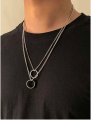 Simple Necklace With Finger Ring Men's Plain Color Necklace- Fashion Chain.