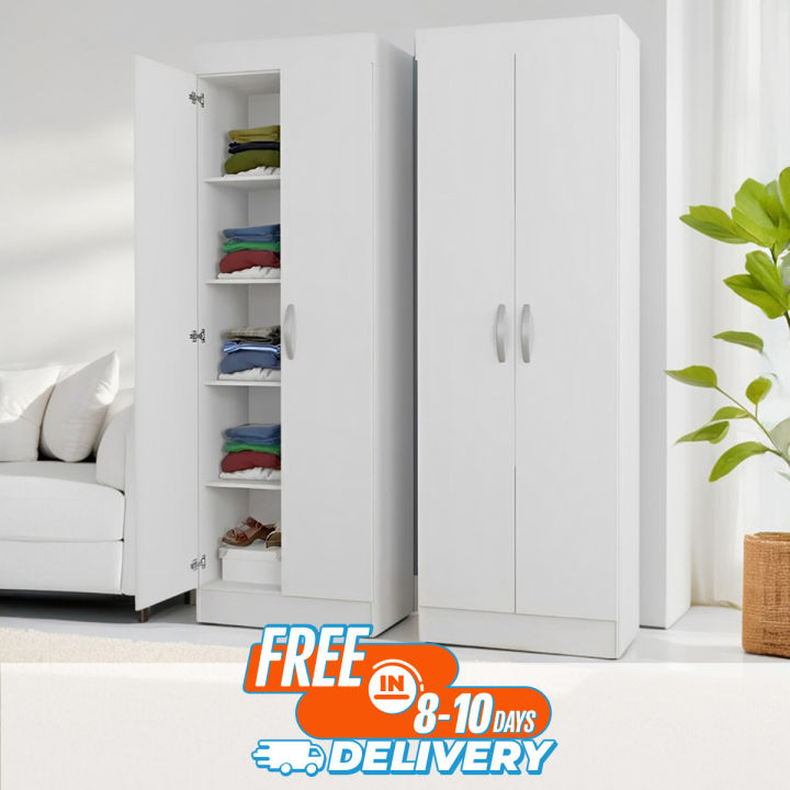 CASPIAN Super White Texture 2 Door Almirah with 5 Clothes Storage Shelves  Wardrobe for Clothes Cabinet