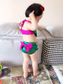 2Pcs Baby Girl's Mermaid Swimming Costume Swimwear, Sleeveless Bowknot Bikini Top, Triangle Crotch Short with Bow for Beach.