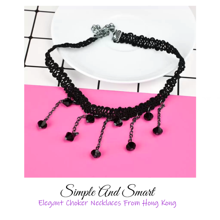 Necklace%20For%20Girls%20Choker%20Necklace%20Women%20Fashion%20Jewelry%20CN-01B%20Simple%20And%20Smart%20Black%20Lace%20Necklace%20With%20Hanging%20Beads%20-%20Image%206