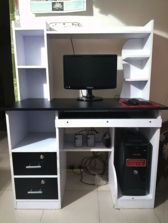 Black%20&%20White%20Computer%20Desk%20With%20Drawers%20and%20Bookshelf%20Layer%20/computer%20table%20plus%20study%20table%20with%20home%20office%20use%20simple%20modern%20multifunctional%20writing%20desks%20by%20Nice%20Furniture%20-%20Image%206