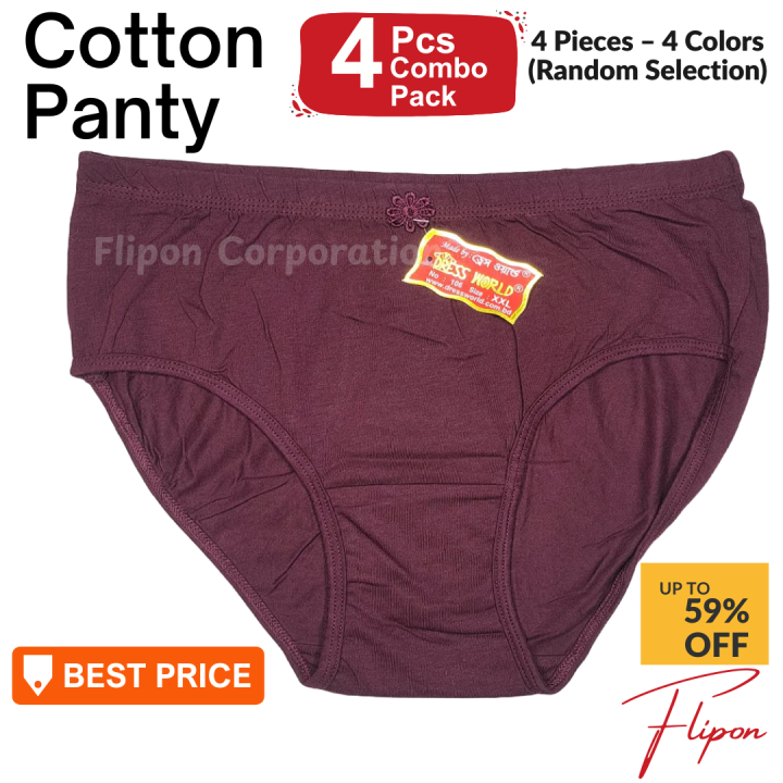4 Pcs Ladies Cotton Panty Pack – Soft, Lightweight, Breathable & All-Day Fit