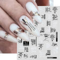 ABC Word Black Letters Nail Sticker for 3D Nails Art Decorations Design Sliders Abstract Face Decals Foil Manicure Accessories. 