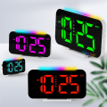 LED Digital Clock RGB Display Alarm Clock with Ambient Lighting Night Lamp Electronic LED Time Display Desktop Clock -B. 