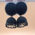 Black Alloy Jhumka Earrings for Women Trendy Wedding and Party Wear Design.