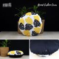 Exclusive Round Cushion Cover, Black & Yellow (14″x14″), Only Cover. 