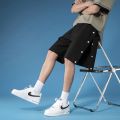 Side Breasted Shorts Men's Basketball Pants Half Open Full Buckle Fifth Pants Summer Thin Trendy Loose Pants.