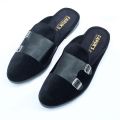 New Fashionable Velvet Half Shoe For Men Black.