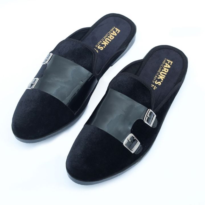 New%20Fashionable%20Velvet%20Half%20Shoe%20For%20Men%20Black%20-%20Image%207