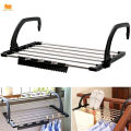 Folding Towel Drying Rack Stainless Steel Clothes Hanging Racks with Clips for Balcony Windowsill. 