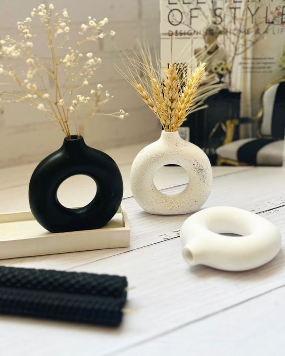 Home%20warming%20gypsum%20made%20decorative%20ribbed%20turbine%20vase%20-%20Image%202