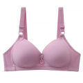 Cross-border plus-size thin glossy bra without underwires gathered three-breasted women's underwear factory direct supply.
