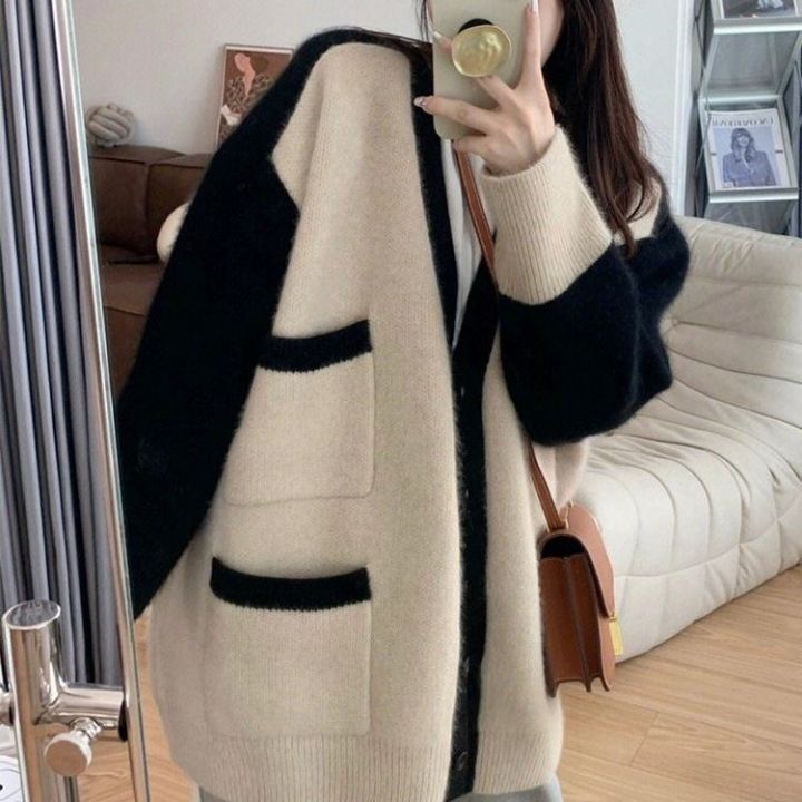 Korean%20Style%20Soft%20Glutinous%20Coat%20Women's%20Knitted%20Cardigan%20Idle%20Style%20Loose%20Sweater%20Coat%20Women's%20plus%20Size%20Fall%20Winter%20Fashion%20-%20Image%204