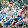 Bubble Gun Machine for Kids Toddler, 8 Hole Bubble Maker Automatic Bubble Blower with Led Light Soap Bubble Maker Summer Toys.