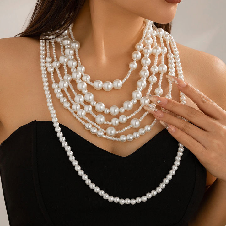 Luxury%20Multilayer%20Imitation%20Pearl%20Choker%20Necklace%20Set%20for%20Women%20Bride%20Beaded%20Necklace%20Wedding%20Jewelry%20Neck%20Accessories%20-%20Image%202