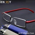 IENJOY TR90 Reading Glasses Anti-Blue Light Reading Glasses Men Half Frame Prescription Eyeglasses Male Eyewear With Case1.0-4.0.