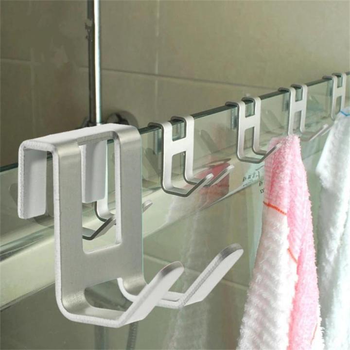 1PC Space Aluminum Metal Door Hook H Shape Double End Hanging No Punching Adhesive Strong Towel Rack Bathroom Accessories