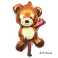 3D Sitting Bear Holding Cake Foil Balloon Baby Birthday Photo Props Cartoon Baby Shower Wedding Birthday Party Gift Balls. 
