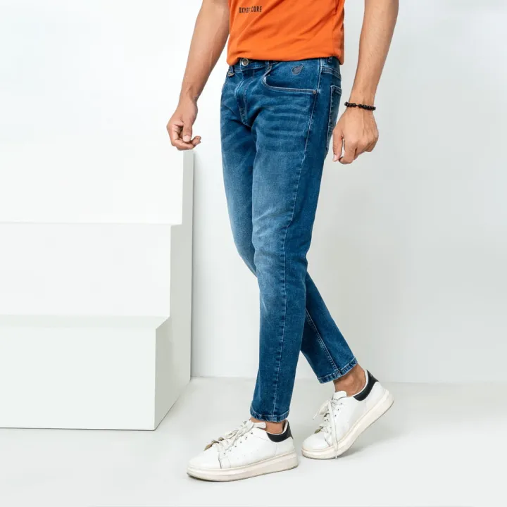 Oxygen Mens Classic Blue Slim Fit Denim Jeans -Jeans Pant