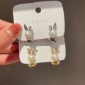 Elegant Premium Faux Pearl Earrings Fashion Studs Earrings Dangle Earrings Korean Style Pearl Rabbit Stud Earrings Wedding Party Ear Jewelry Accessories Girls.