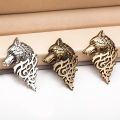 Vintage Wolf Head Brooches For Men Fashion Suit Collar Pin (1PS). 