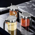 Airtight Glass Seasoning Jar Handy spoon included Transparent lid Food-grade material Sugar Bowl glass Spill-proof Salt. 